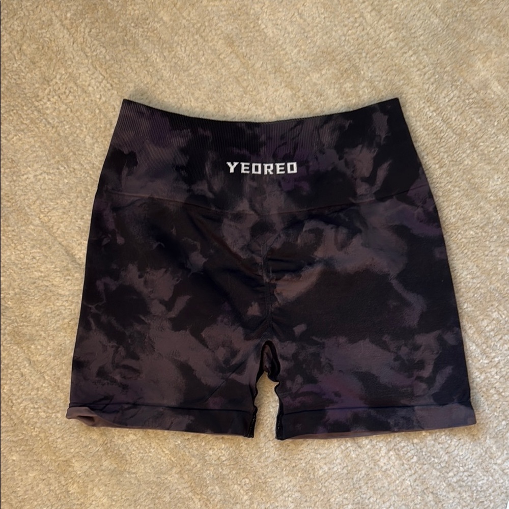 Women's Tie Dye Black & Purple Shorts
